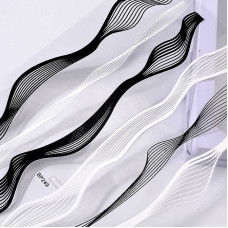 3D наклейка Lpnails волна белый + черный